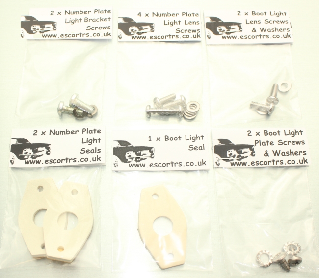 Mk1 Escort Boot & Number Plate Light Seal & Screw Set £12.50