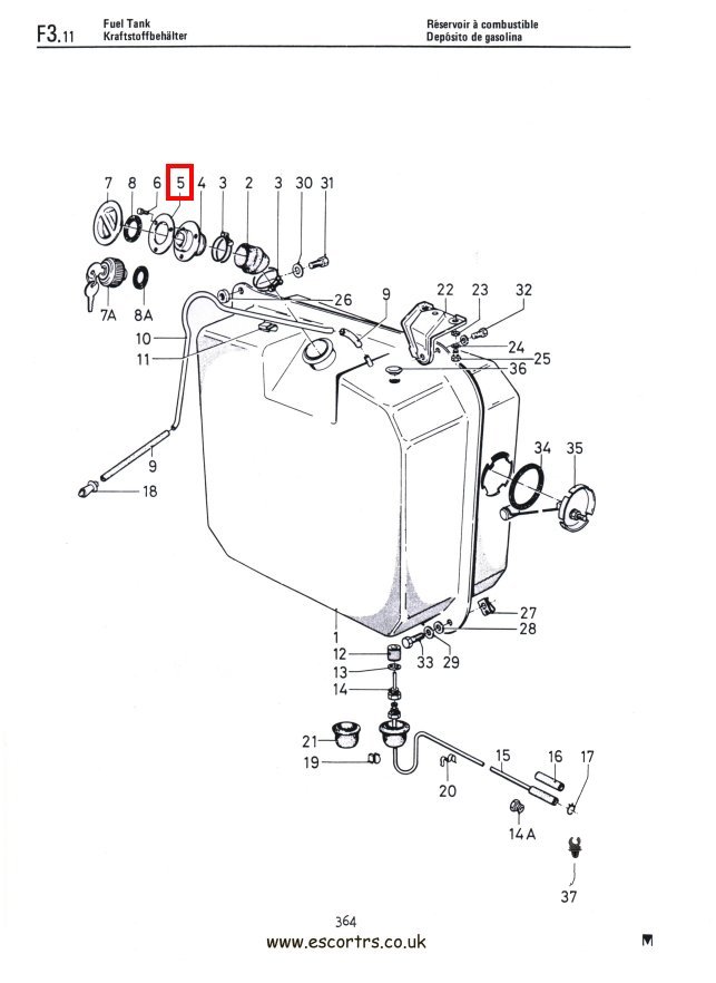 Mk2 Escort Cork Fuel Filler Pipe Gasket Factory Drawing #1