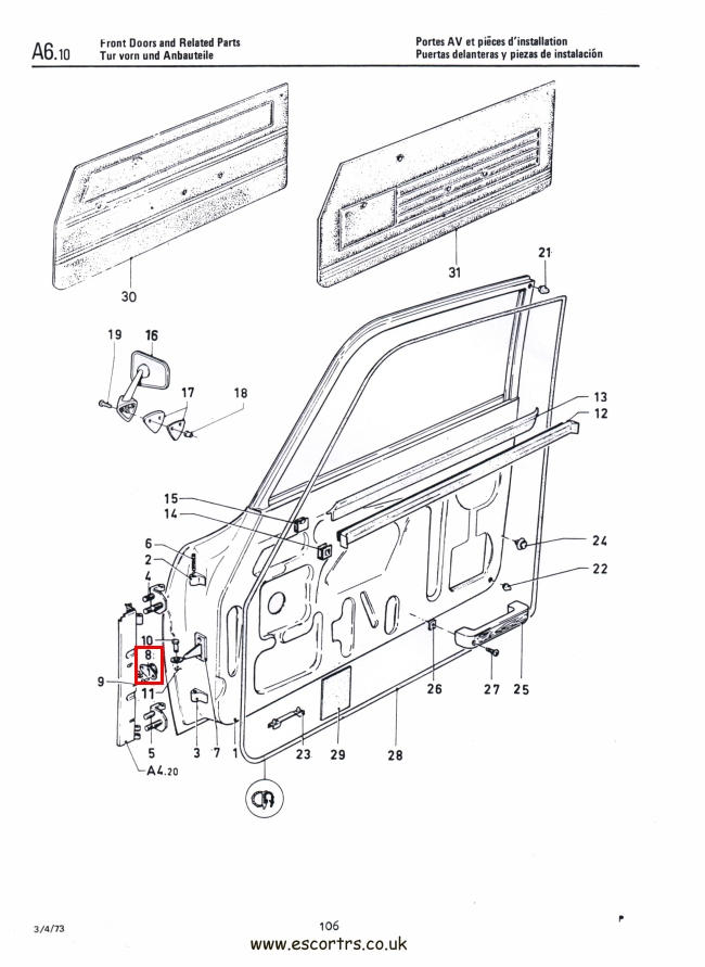Mk1 & Mk2 Escort Door Check Gaskets