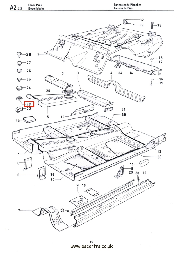 Mk1 Escort Floor Pan Gromets Factory Drawing #1