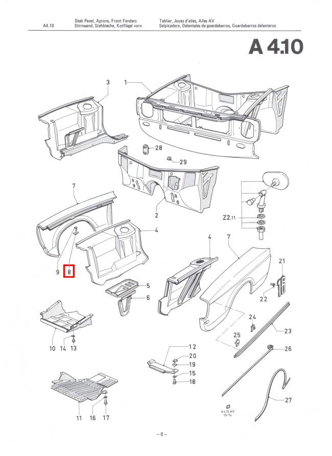 6 x Mk2 Escort Front Wing Fixing Clips Factory Drawing #1