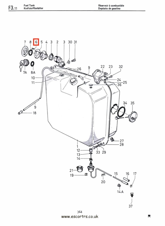 Mk2 Escort Fuel Filler Neck Screws Factory Drawing #1