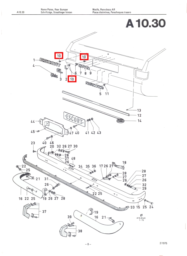 Mk2 Escort Boot Badge Clips Factory Drawing #1