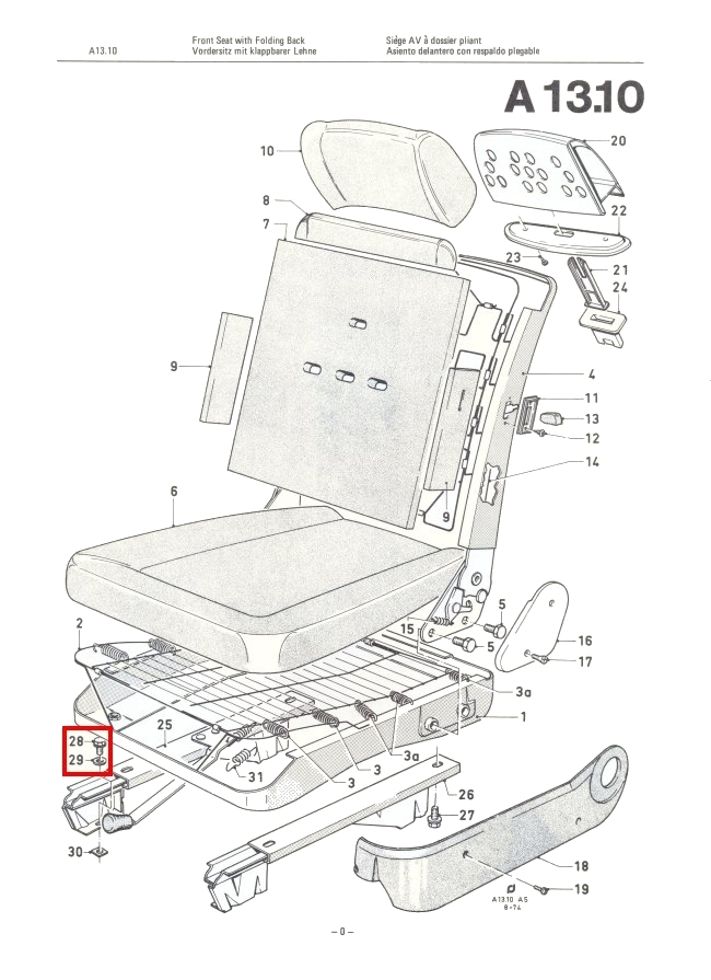 Mk2 Escort Front Seat Bolt Set Factory Drawing #1