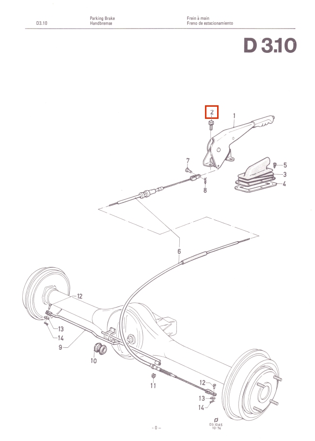 Mk2 Escort Hand Brake Lever Bolts Factory Drawing #1