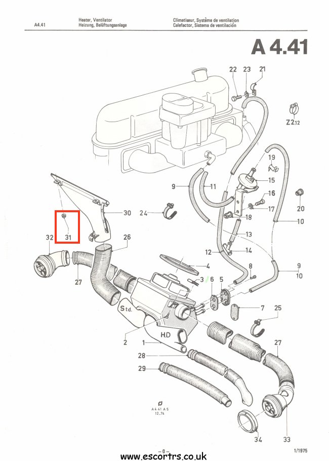 Mk2 Escort Heater Nozzle Fixing Nuts Factory Drawing #1