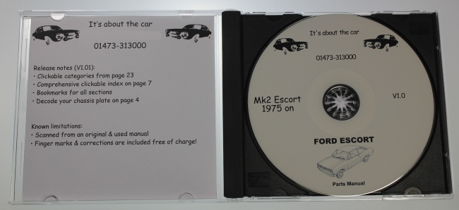 Mk2 Escort Parts Manual CD-ROM £14.99