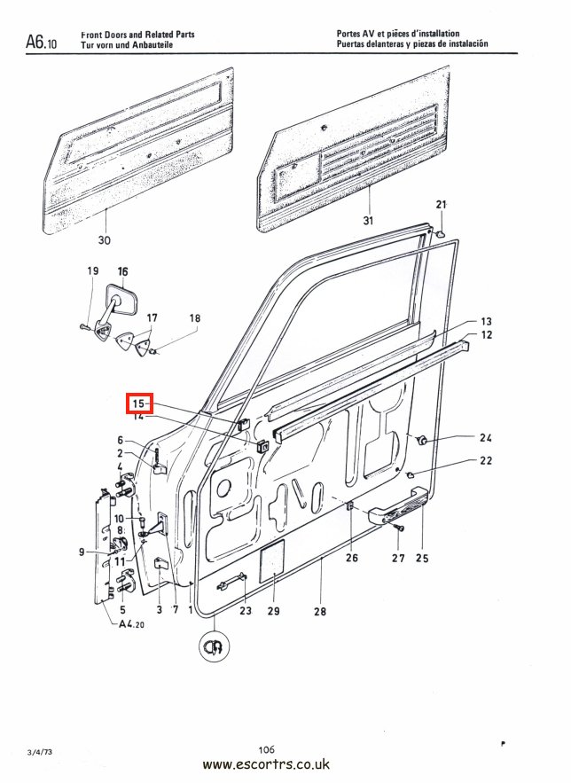 Mk1 Escort Outer Weather Strip Clips Factory Drawing #1