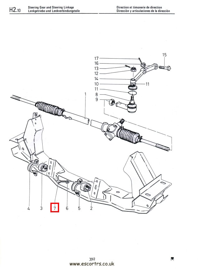 Mk2 Escort Steering Rack Bolts Factory Drawing #1