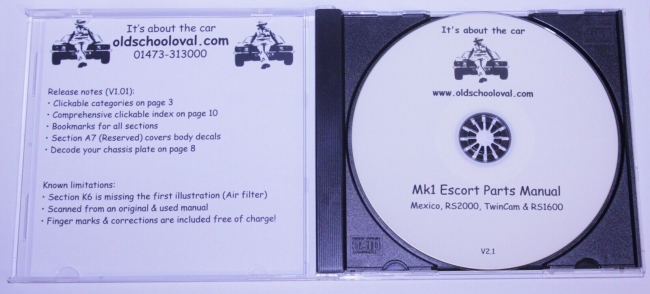 Mk1 Escort AVO Parts Manual CD-ROM £14.99
