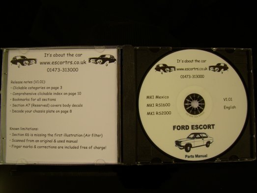 Mk1 Escort AVO Parts Manual CD-ROM £14.99