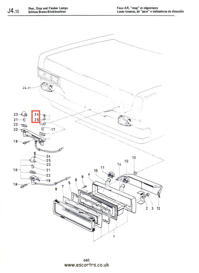 Mk1 Escort Boot Light Lens Screws Factory Drawing #1