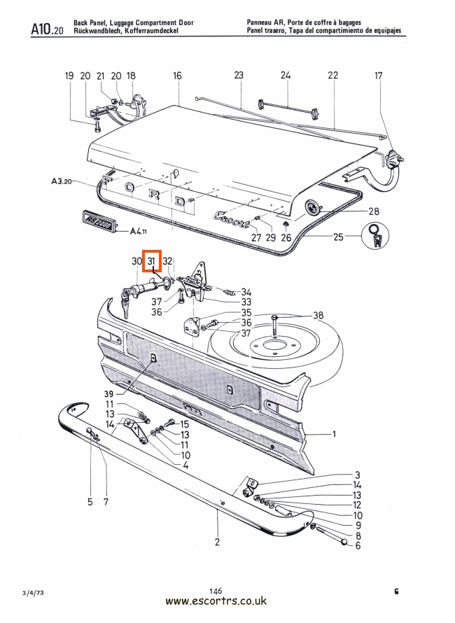 Mk1 Escort Boot Lock Seal Factory Drawing #1