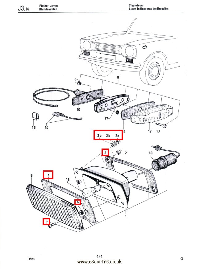 Mk1 Escort Indicator Seal & Screw Set Factory Drawing #1
