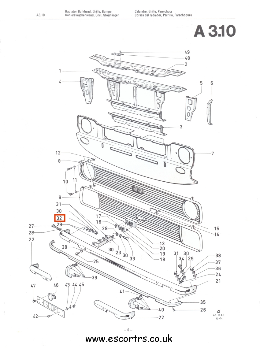 Mk2 Escort Front Bumper Spacers Factory Drawing #1