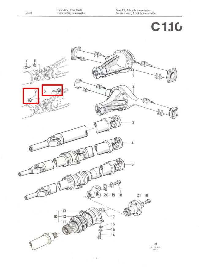 Mk2 Escort Prop Shaft Bolts & Lock Nuts Factory Drawing #1