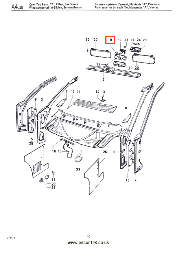 Mk1 Escort Rear View Mirror Rubber / Buffer Factory Drawing #1