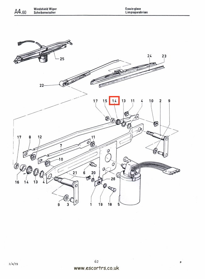 Mk1 Escort Outer Wiper Spindle Seals Factory Drawing #1